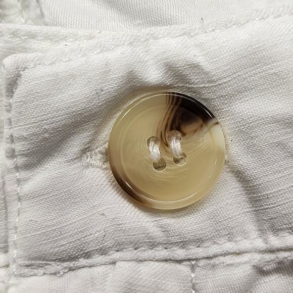 H by Halston Pants Womens S White Linen Viscose High Rise Ankle Pockets Coastal - Picture 2 of 13